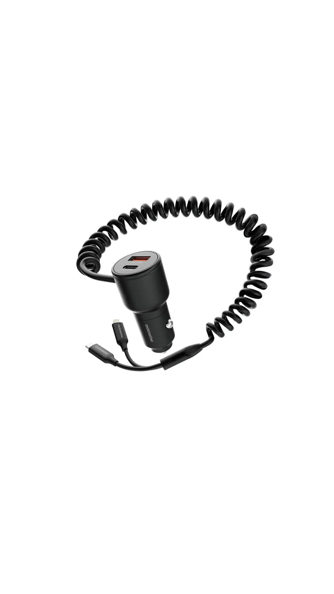 شاحن للسيارة من بورودو (type c + lightning)