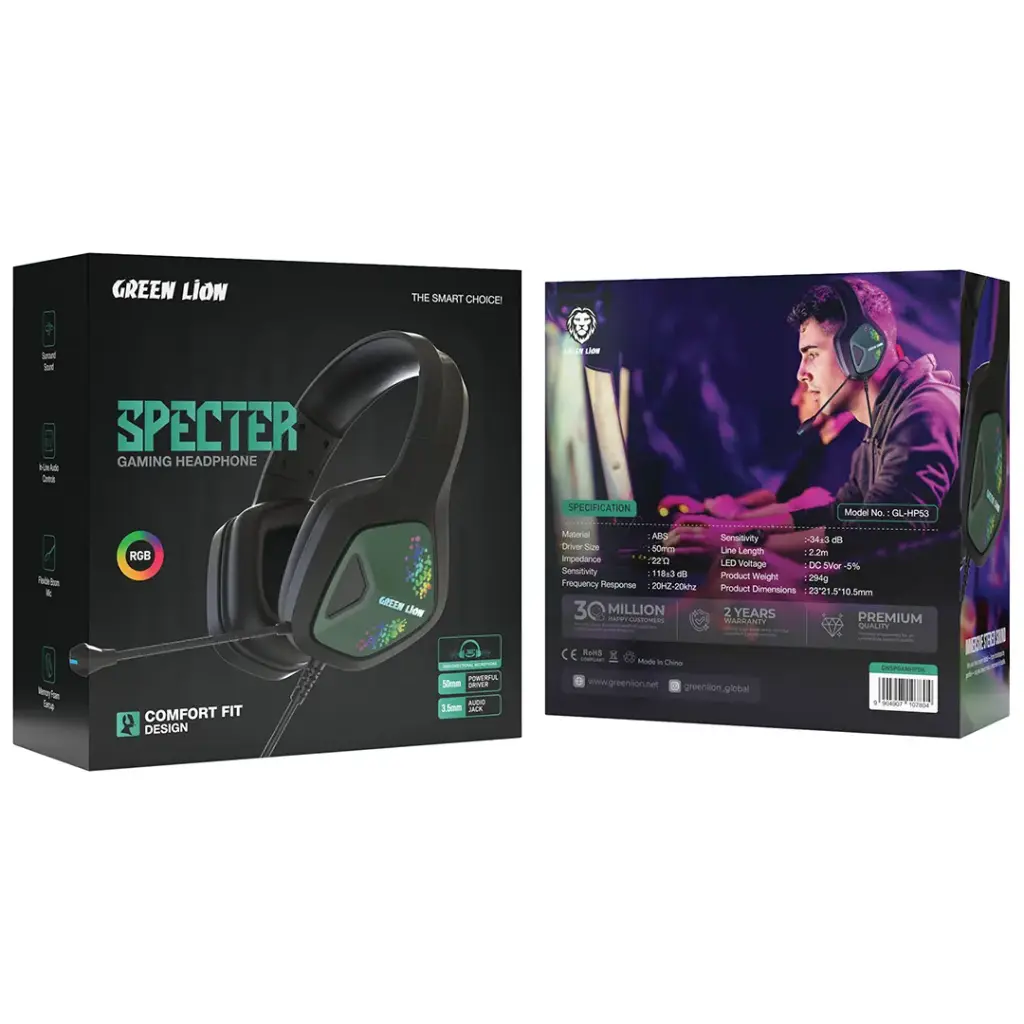 سماعة جيمنج ( green lion specter gaming headphone)
