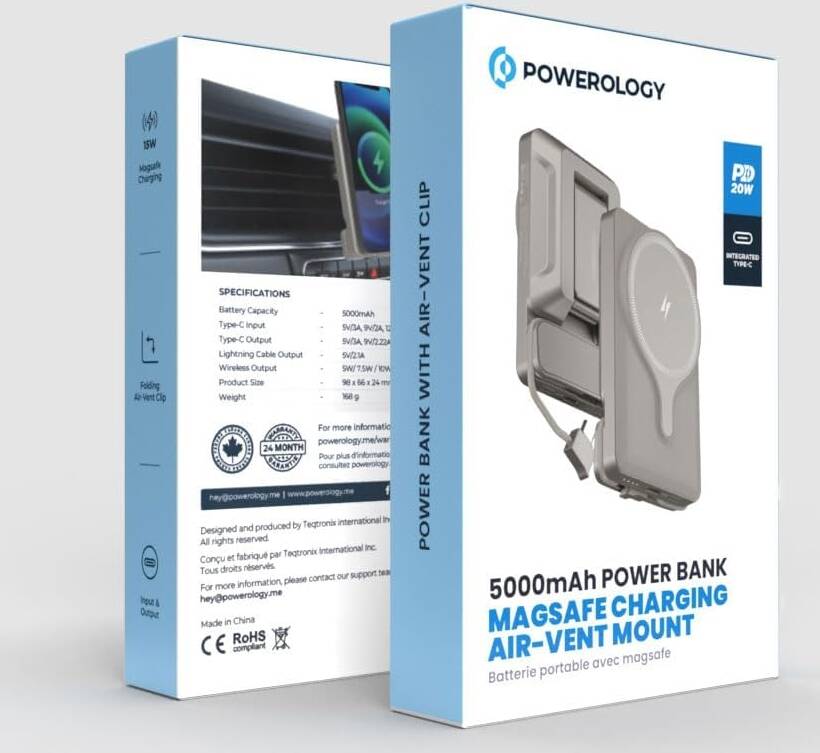 5000mah magsafe powerology powerbank with type c wire